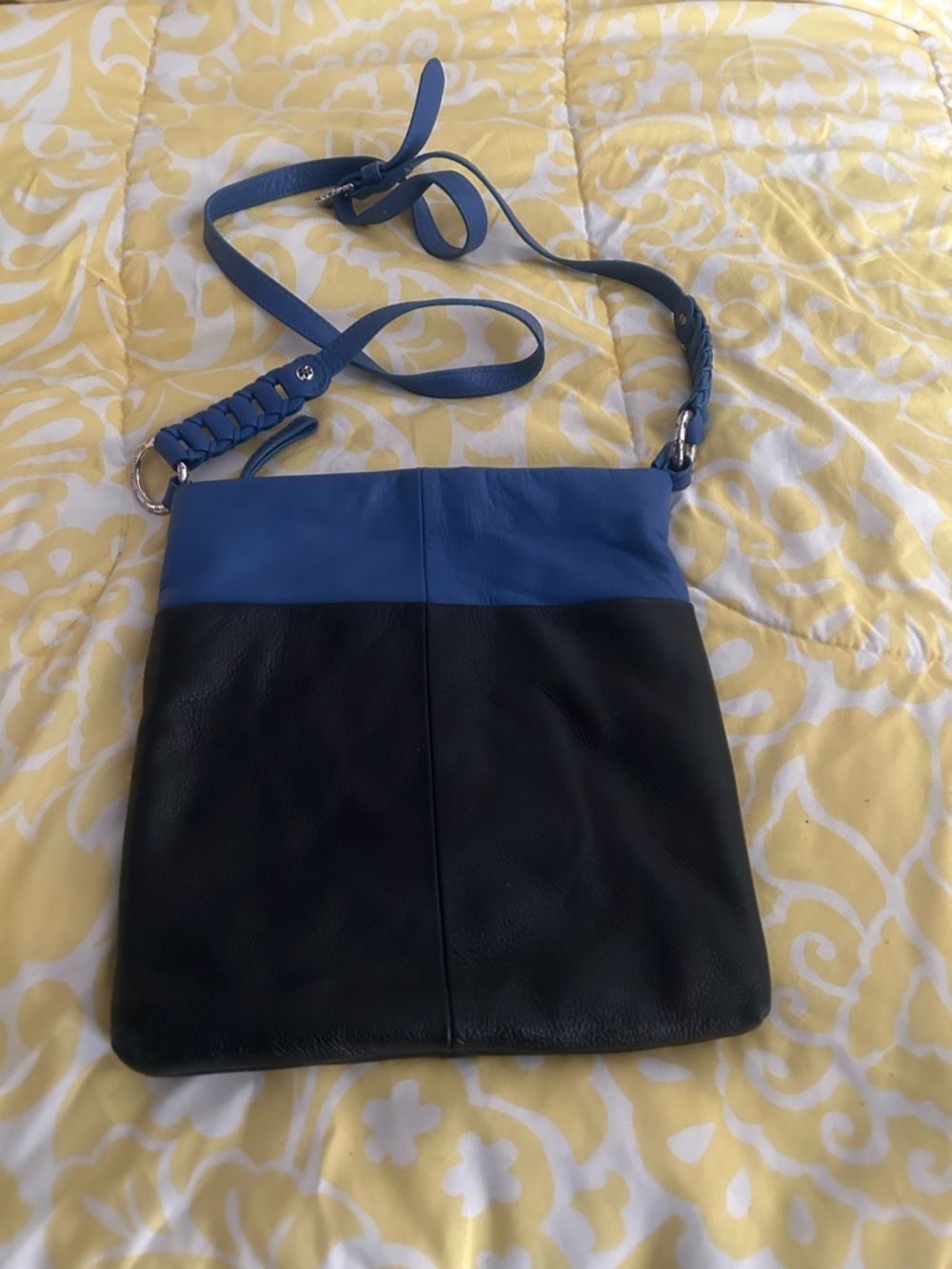 Brighton Two-Tone Leather  Blue and Black Crossbody Shoulder Bag